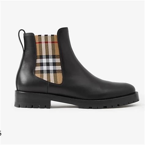 burberry vintage check detail leather chelsea boots|chelsea check detail boots.